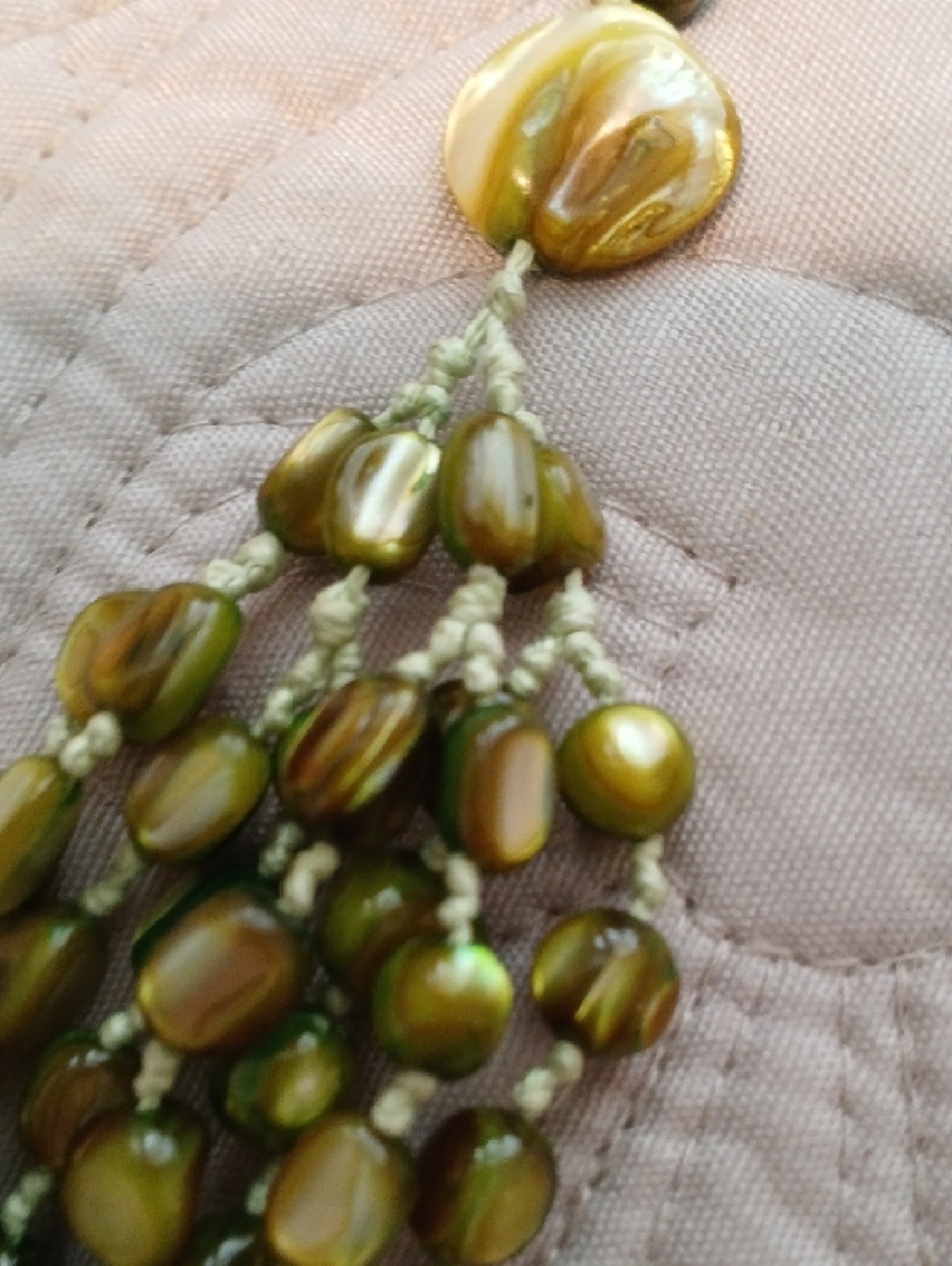 Silpada Retired Multi-Strand Olive and Moss Green Mother Of Pearl Bead Necklace - Picture 8 of 9